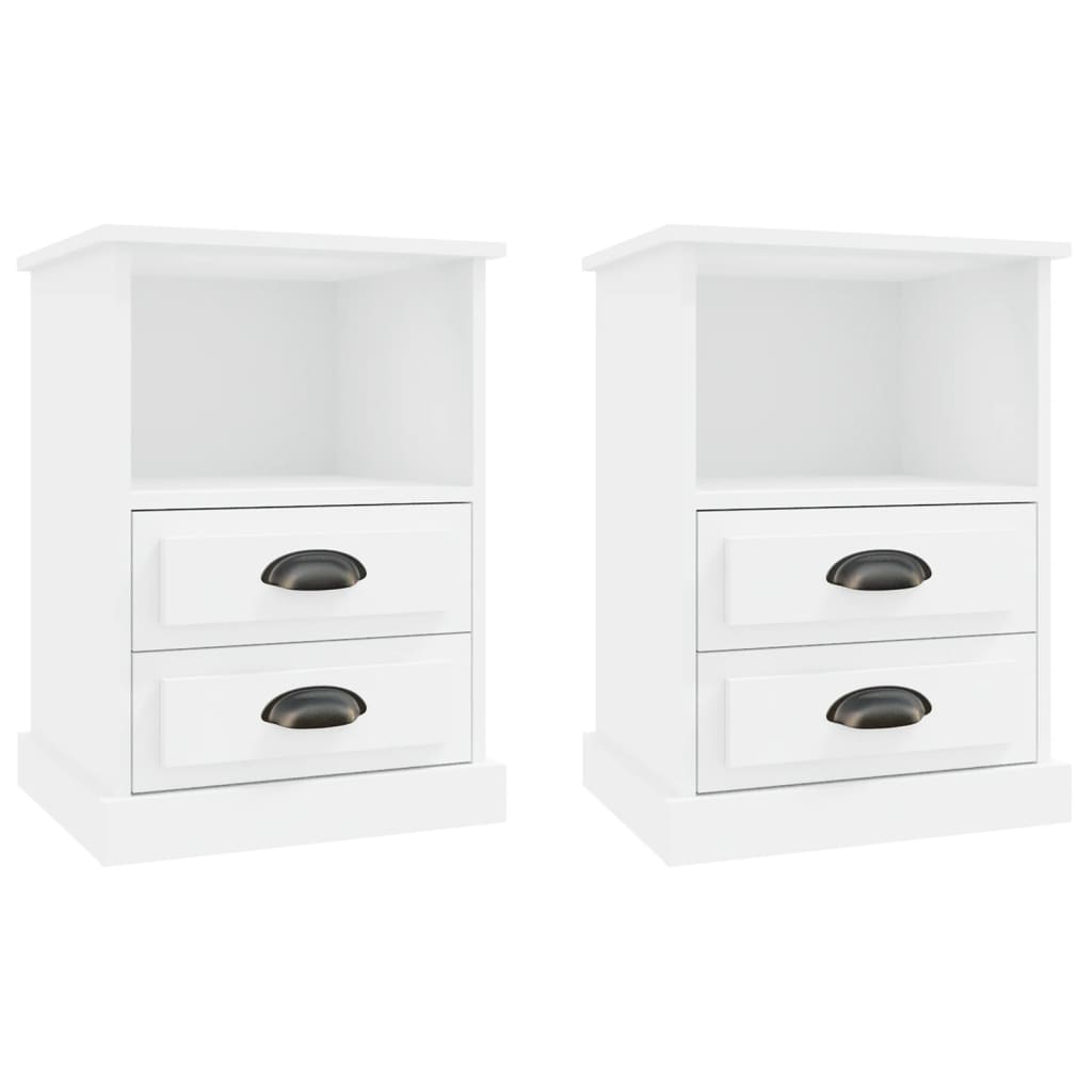 vidaXL Noptiere, 2 buc., alb, 43x36x60 cm