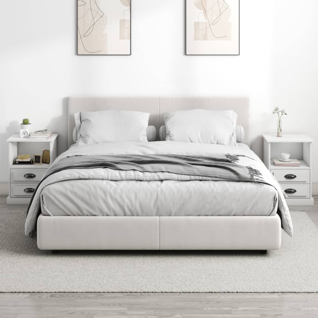 vidaXL Noptiere, 2 buc., alb, 43x36x60 cm
