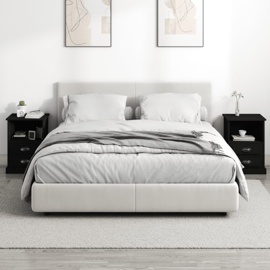 vidaXL Noptiere, 2 buc., negru, 43x36x60 cm vidaXL Noptiere, 2 buc., negru, 43x36x60 cm