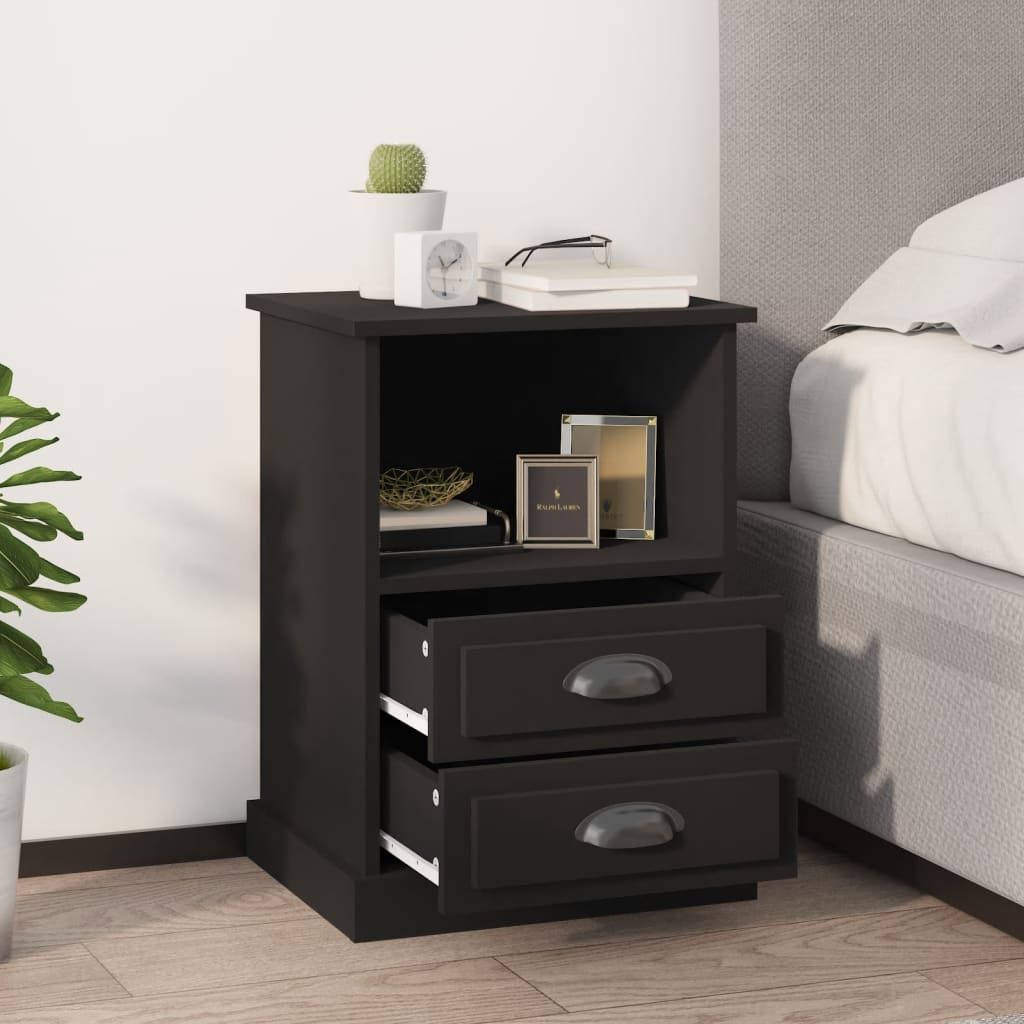 vidaXL Noptiere, 2 buc., negru, 43x36x60 cm vidaXL Noptiere, 2 buc., negru, 43x36x60 cm