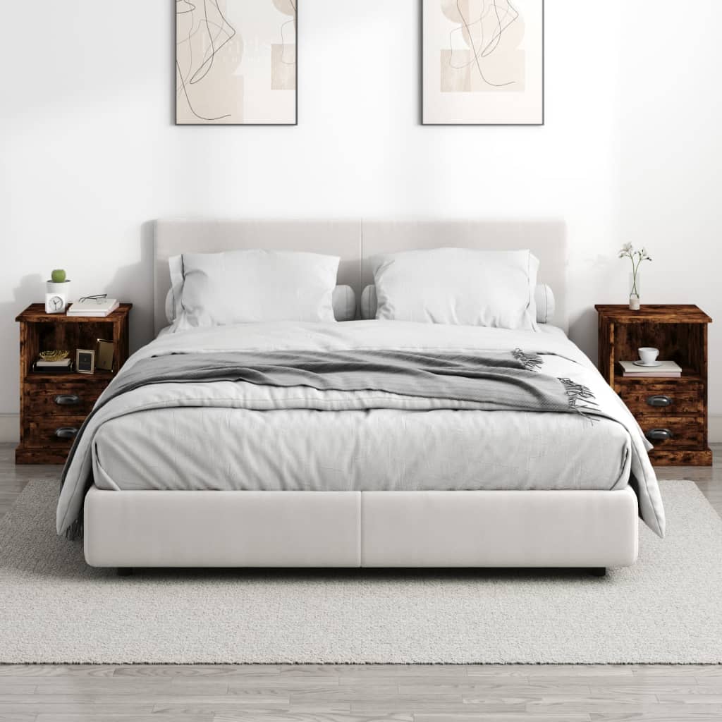 vidaXL Noptiere, 2 buc., stejar afumat, 43x36x60 cm