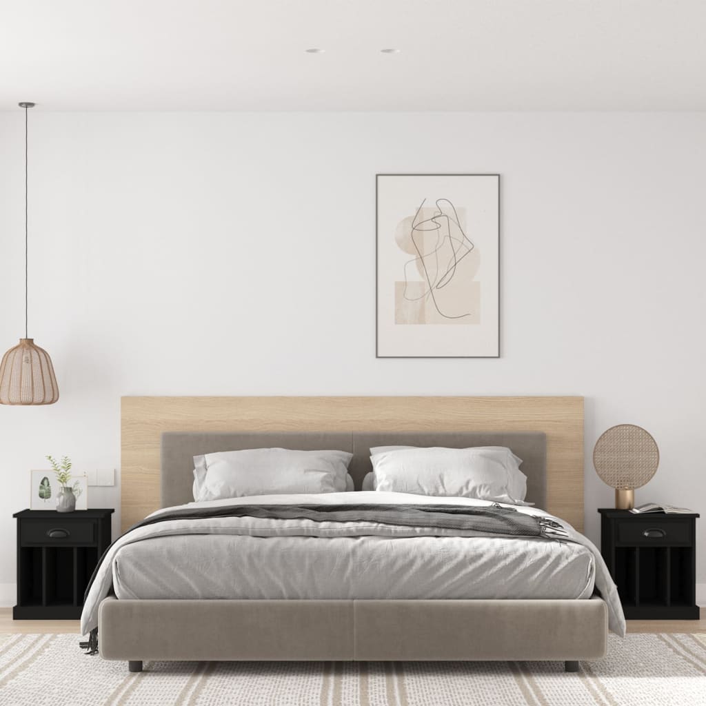 vidaXL Noptiere, 2 buc., negru, 40x35x50 cm vidaXL Noptiere, 2 buc., negru, 40x35x50 cm
