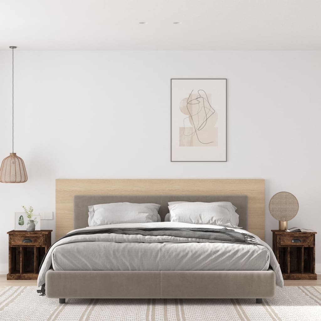 vidaXL Noptiere, 2 buc., stejar fumuriu, 43x36x50 cm