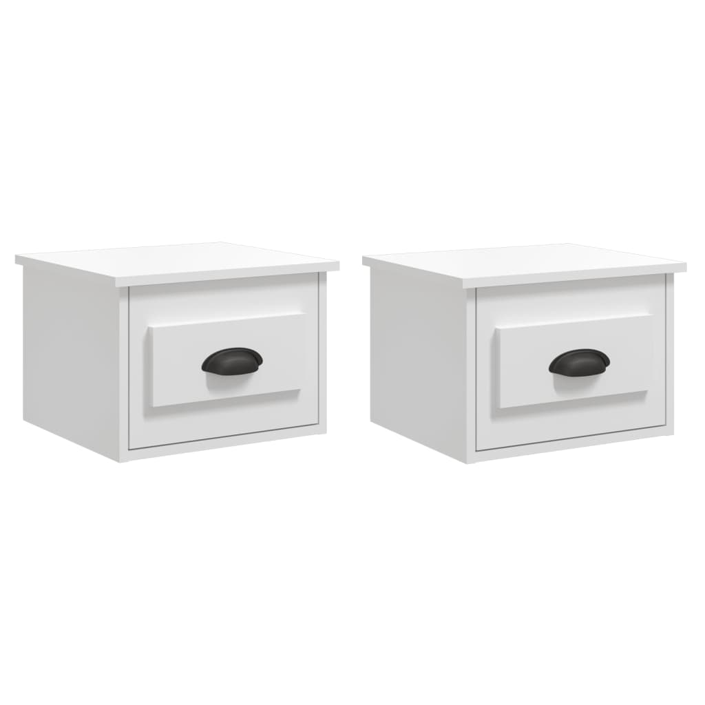 vidaXL Noptiere de perete, 2 buc., alb extralucios, 41,5x36x28 cm
