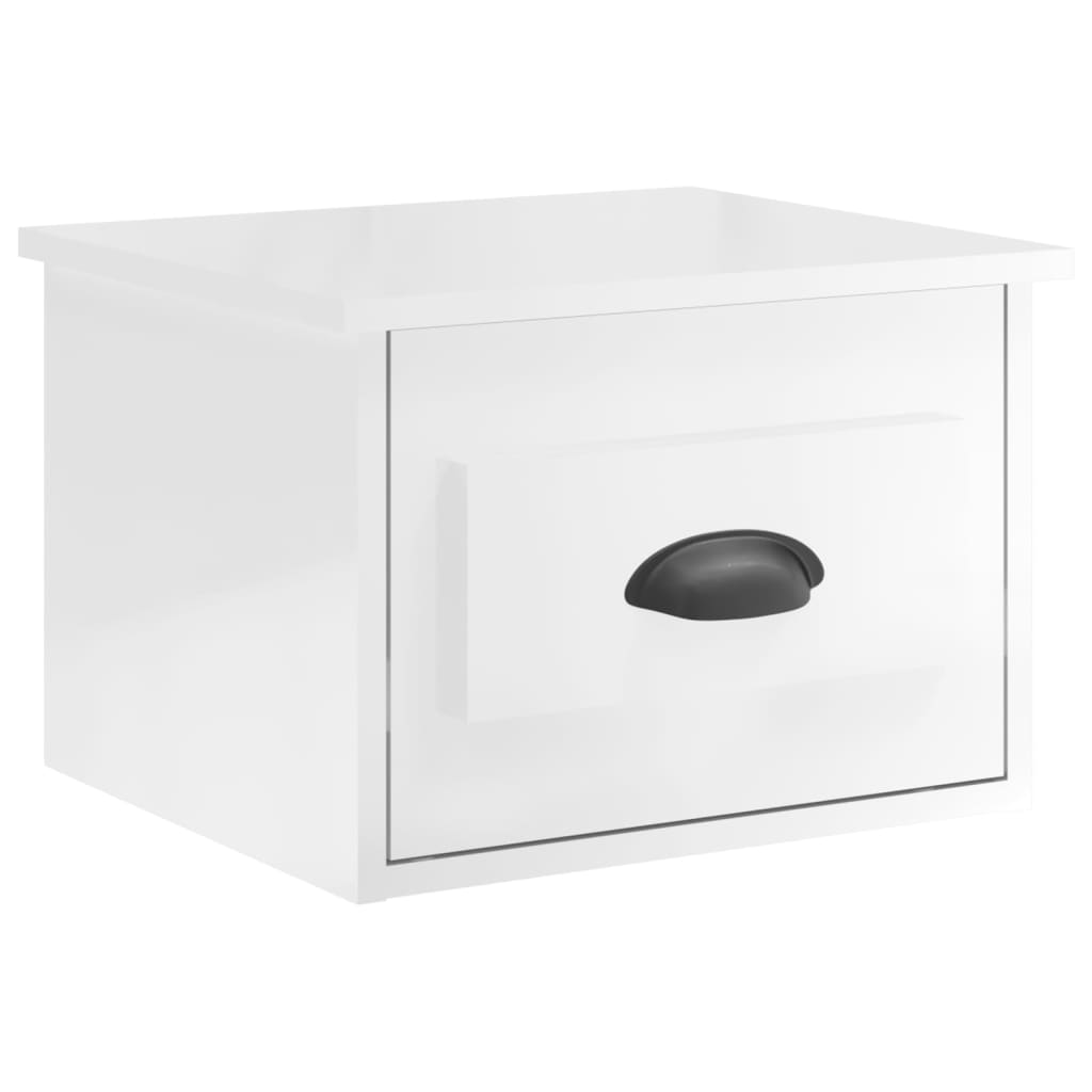 vidaXL Noptiere de perete, 2 buc., alb extralucios, 41,5x36x28 cm