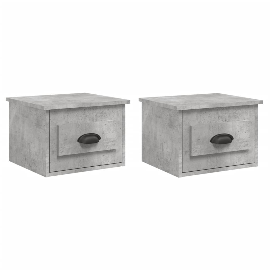 vidaXL Noptiere de perete, 2 buc., gri beton, 41,5x36x28 cm