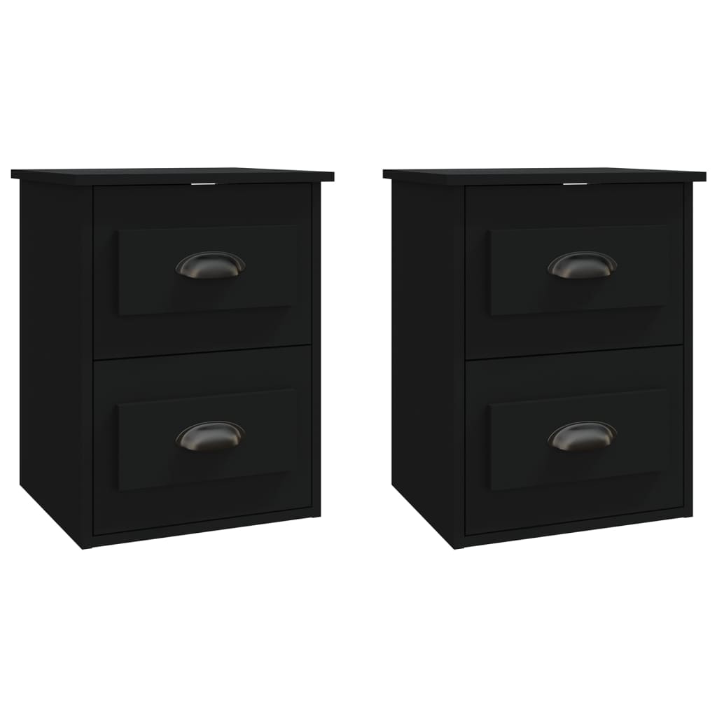 vidaXL Noptiere de perete, 2 buc., negru, 41,5x36x53cm