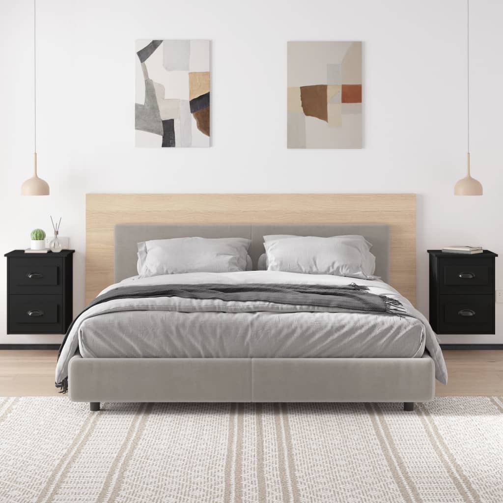 vidaXL Noptiere de perete, 2 buc., negru, 41,5x36x53cm