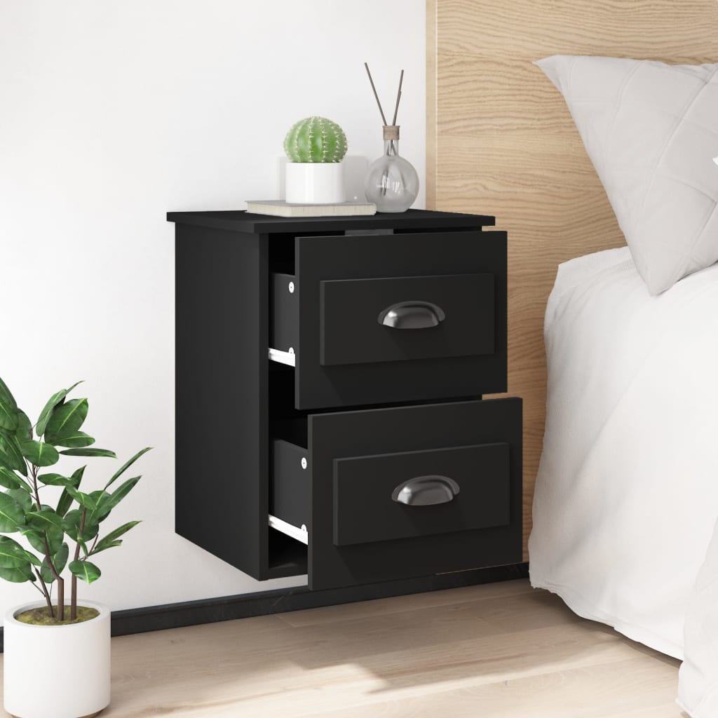vidaXL Noptiere de perete, 2 buc., negru, 41,5x36x53cm