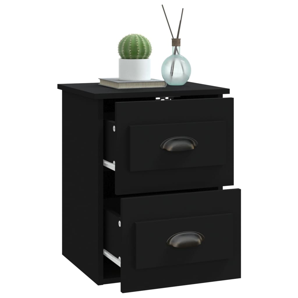 vidaXL Noptiere de perete, 2 buc., negru, 41,5x36x53cm