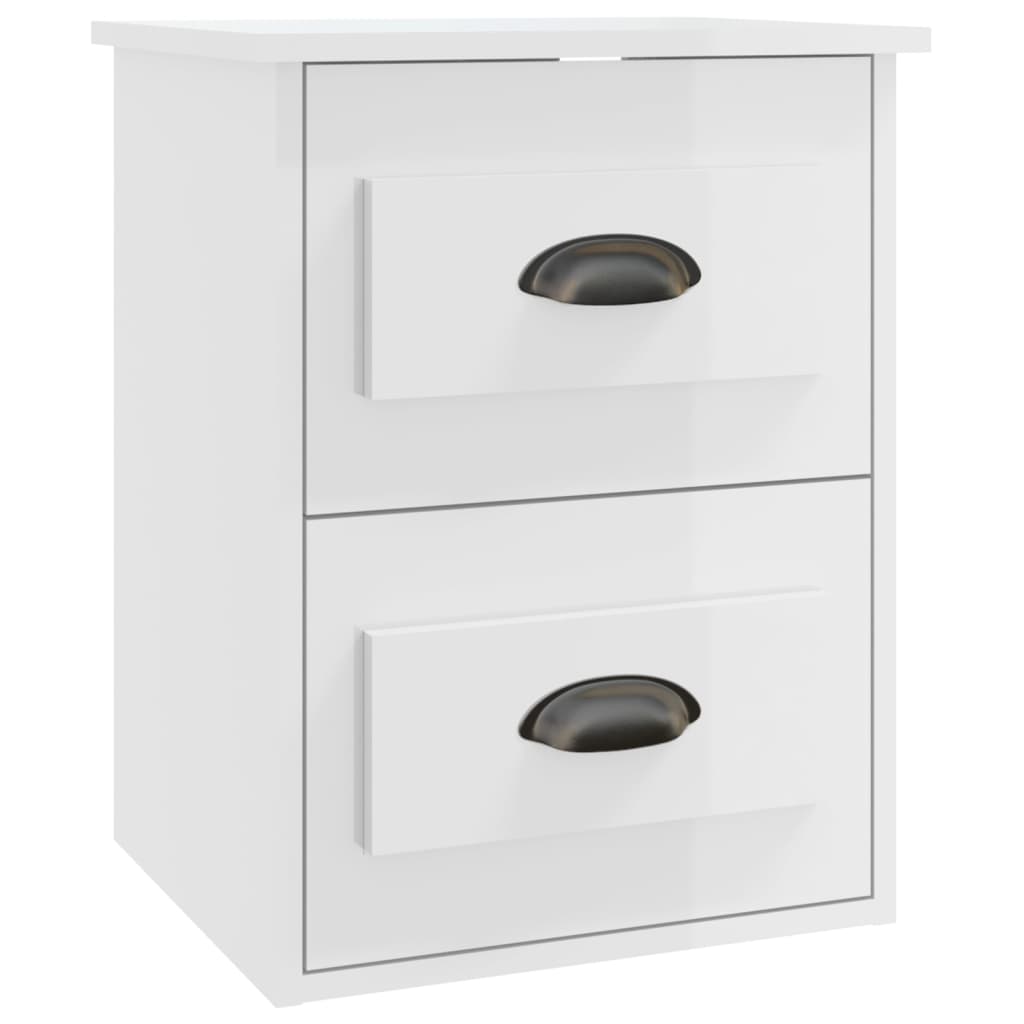 vidaXL Noptiere de perete, 2 buc., alb extralucios, 41,5x36x53cm