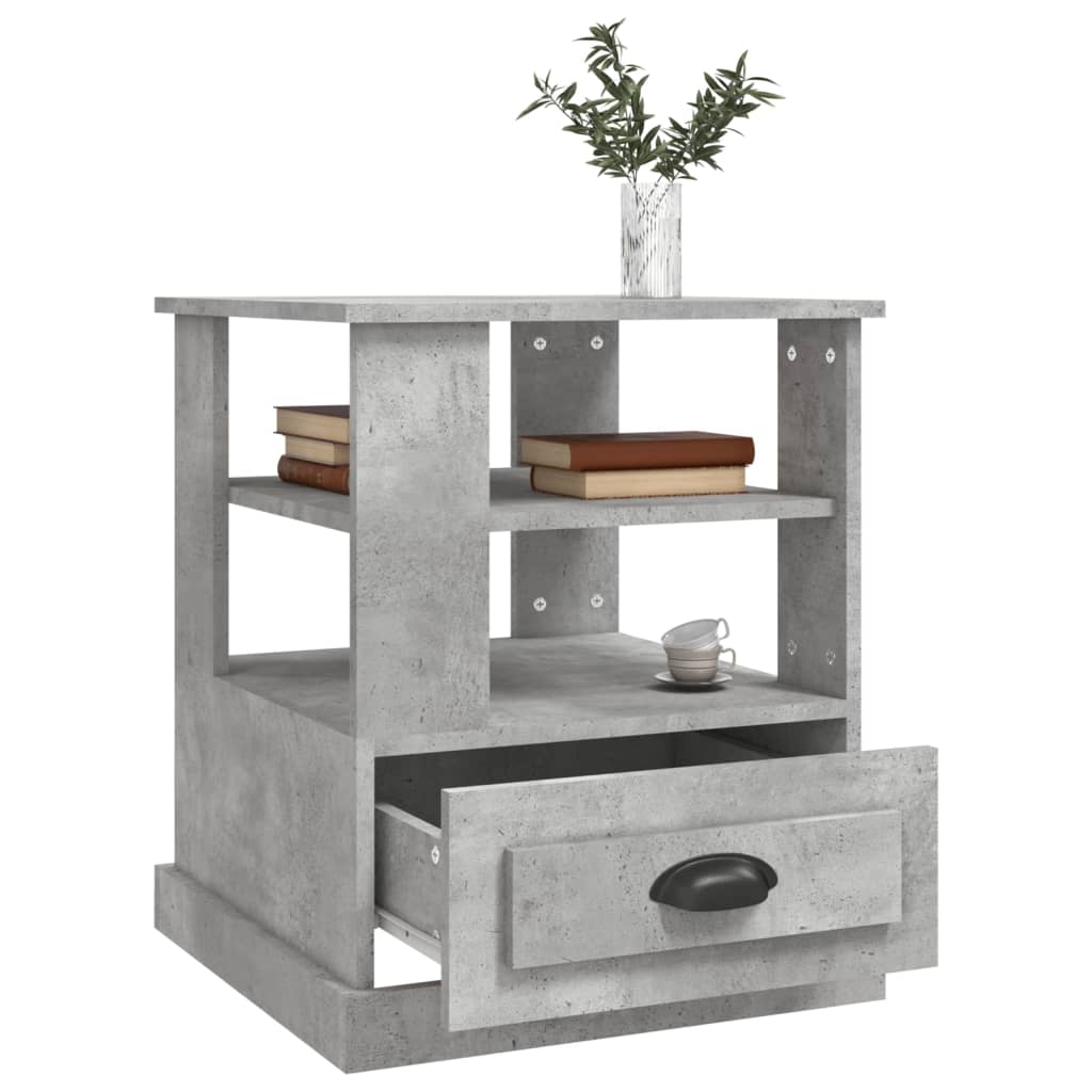 vidaXL Masă laterală, gri beton, 50x50x60 cm, lemn prelucrat vidaXL Masă laterală, gri beton, 50x50x60 cm, lemn prelucrat