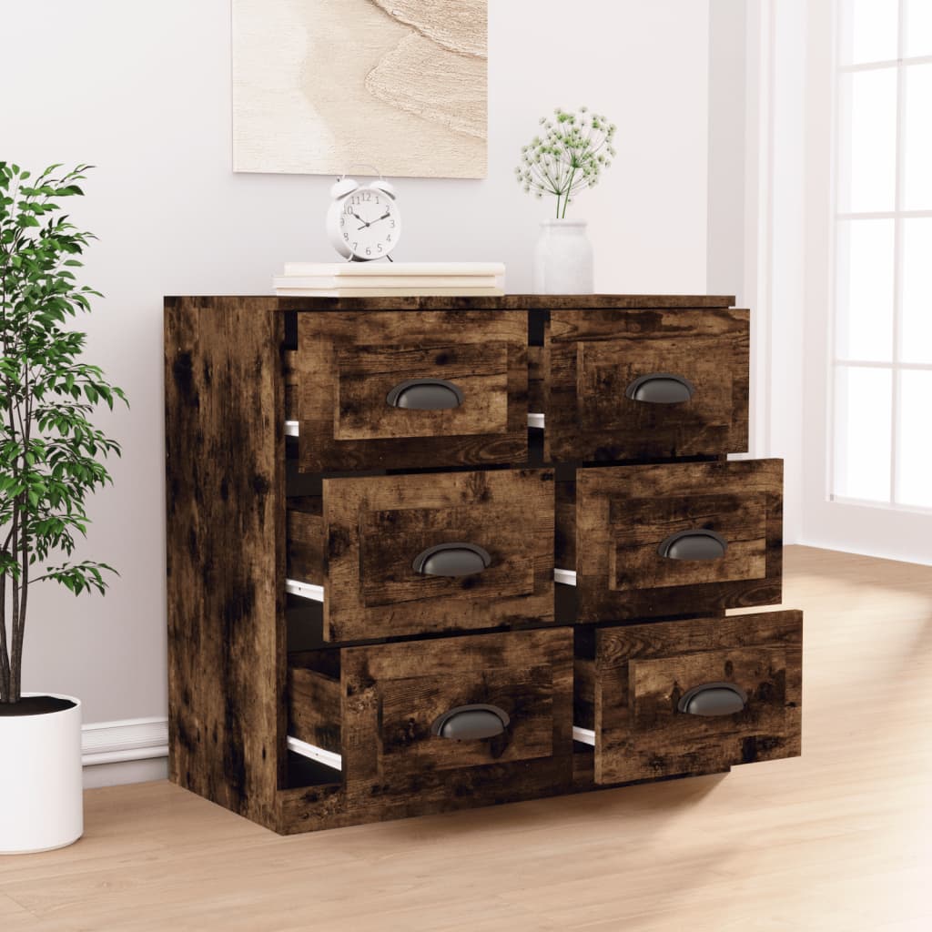 vidaXL Servantă, stejar afumat, 70x35,5x67,5 cm, lemn prelucrat
