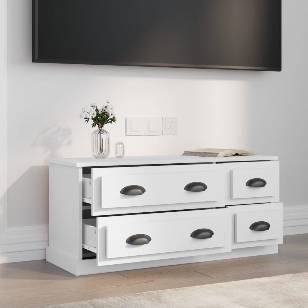 vidaXL Comodă TV, alb, 100x35,5x45 cm, lemn prelucrat vidaXL Comodă TV, alb, 100x35,5x45 cm, lemn prelucrat