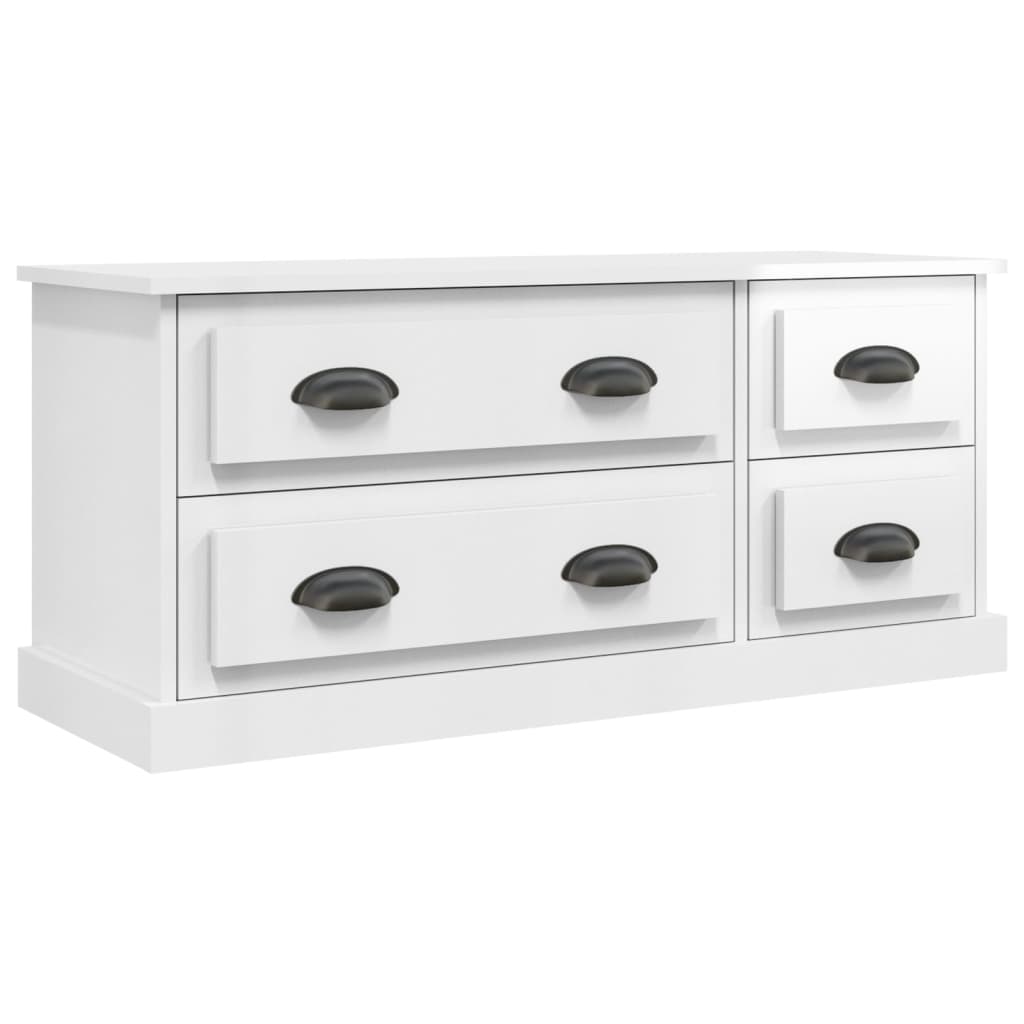 vidaXL Comodă TV, alb extralucios, 100x35,5x45 cm, lemn prelucrat