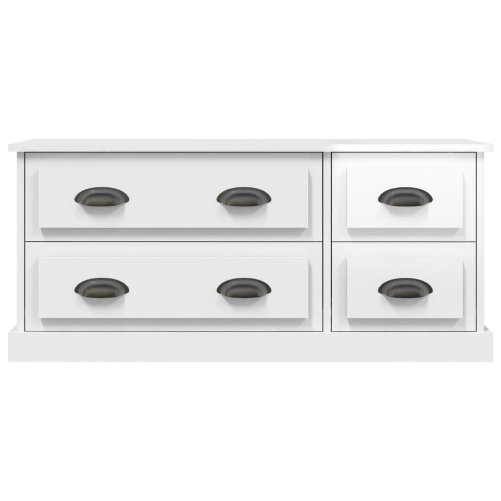vidaXL Comodă TV, alb extralucios, 100x35,5x45 cm, lemn prelucrat