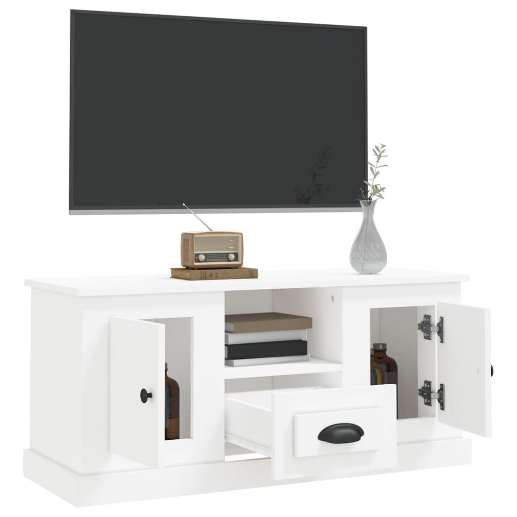 vidaXL Comodă TV, alb, 100x35,5x45 cm, lemn prelucrat vidaXL Comodă TV, alb, 100x35,5x45 cm, lemn prelucrat