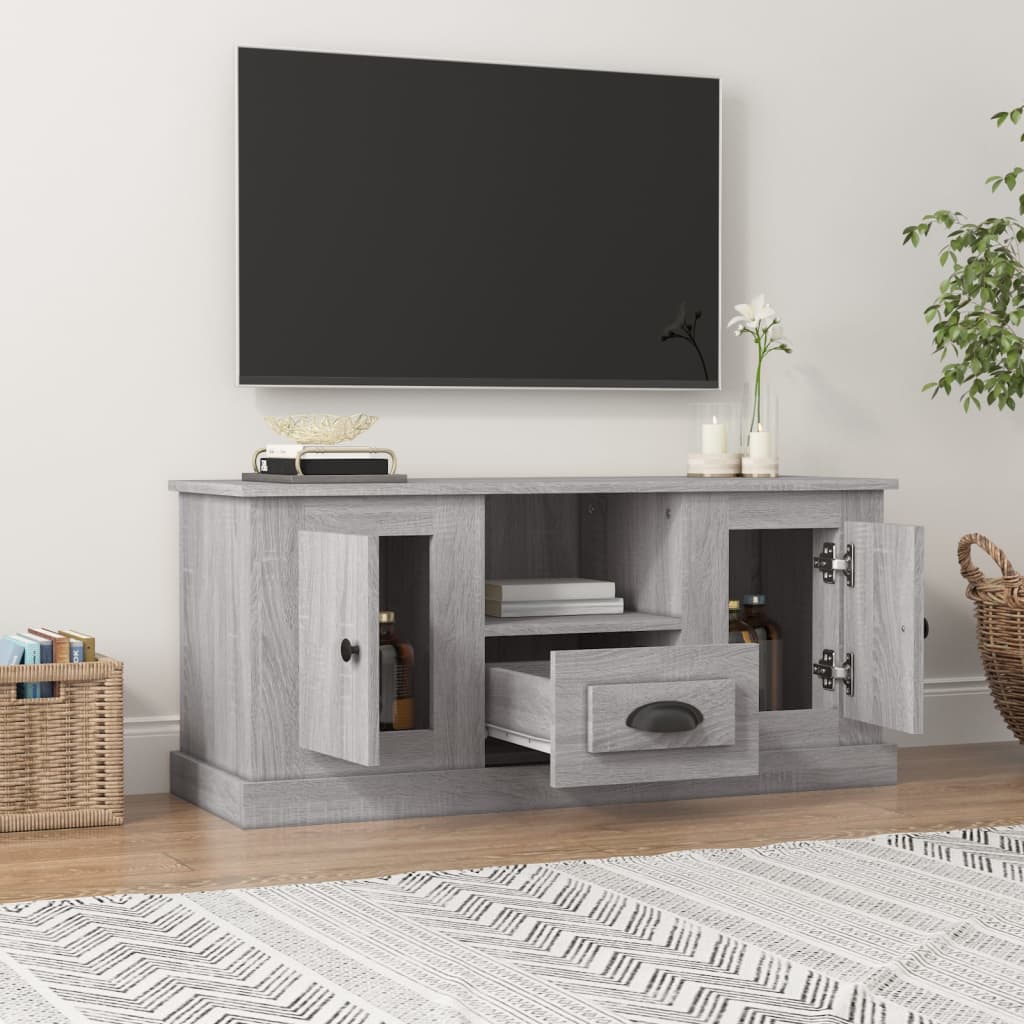 vidaXL Comodă TV, gri sonoma, 100x35,5x45 cm, lemn prelucrat vidaXL Comodă TV, gri sonoma, 100x35,5x45 cm, lemn prelucrat