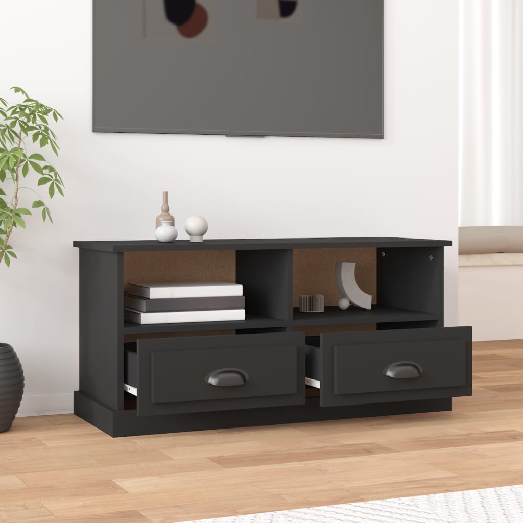 vidaXL Comodă TV, negru, 93x35,5x45 cm, lemn prelucrat vidaXL Comodă TV, negru, 93x35,5x45 cm, lemn prelucrat