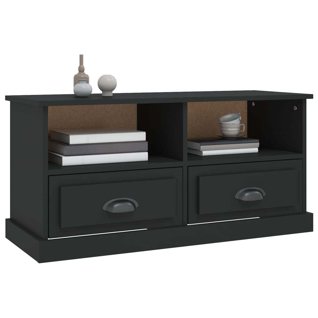 vidaXL Comodă TV, negru, 93x35,5x45 cm, lemn prelucrat vidaXL Comodă TV, negru, 93x35,5x45 cm, lemn prelucrat