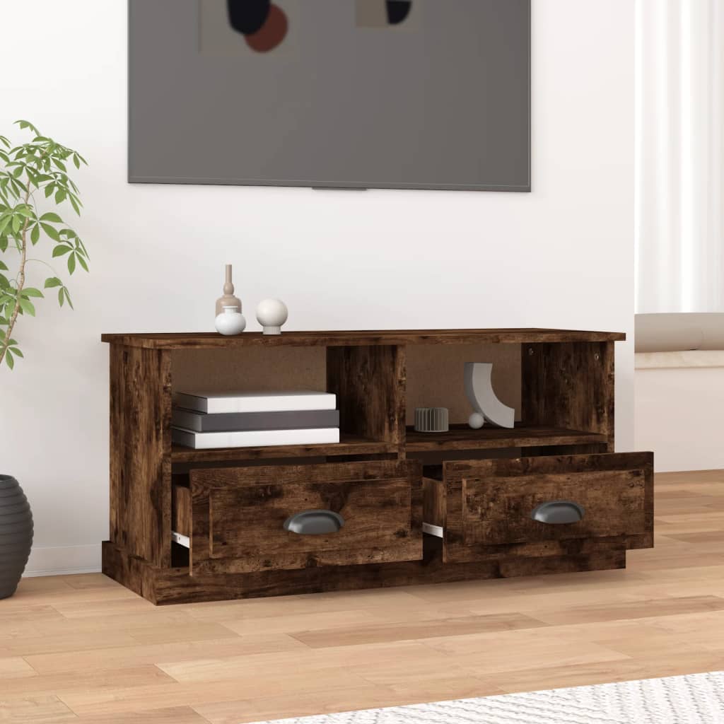 vidaXL Comodă TV, stejar fumuriu, 93x35,5x45 cm, lemn prelucrat