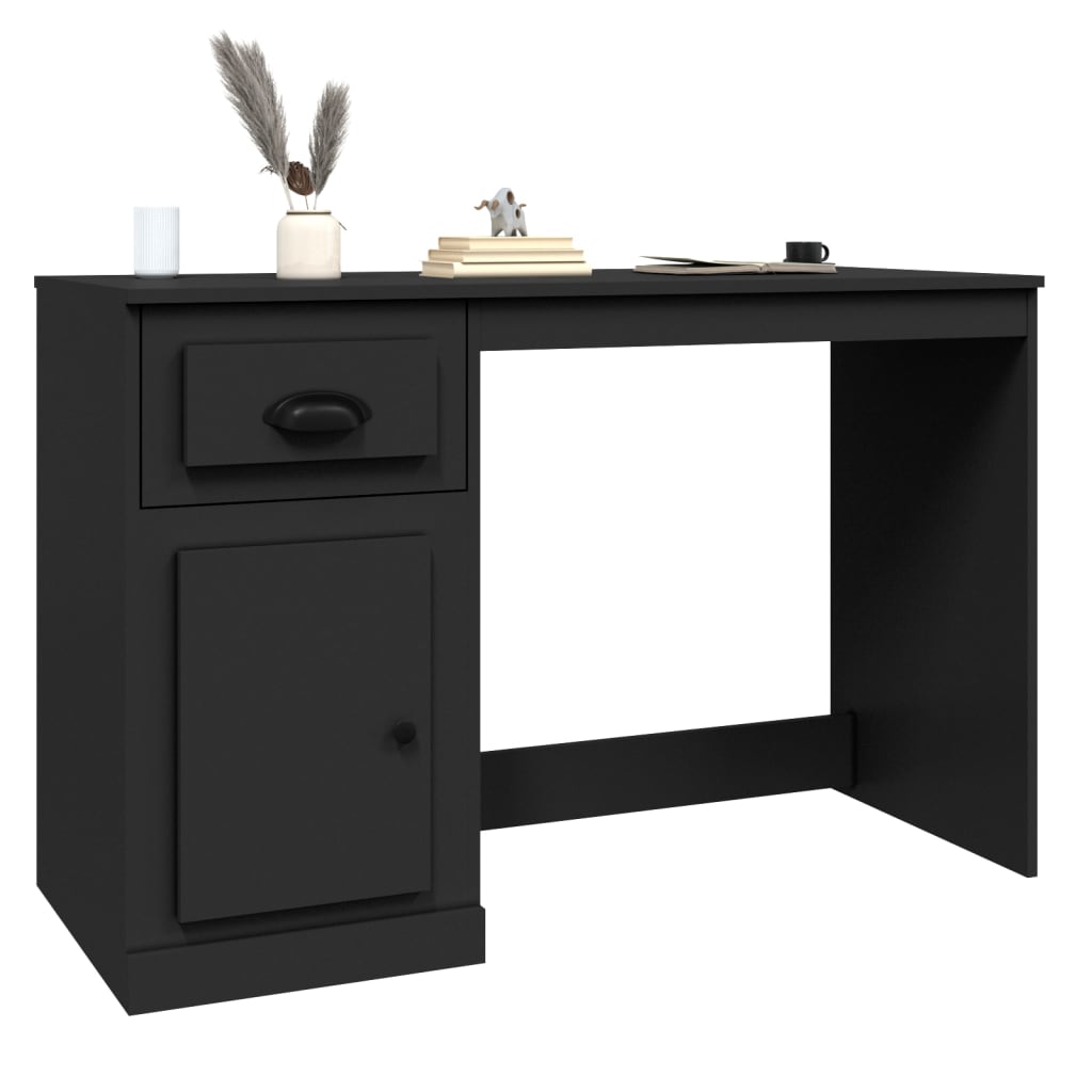 vidaXL Birou cu sertar, negru, 115x50x75 cm, lemn prelucrat vidaXL Birou cu sertar, negru, 115x50x75 cm, lemn prelucrat