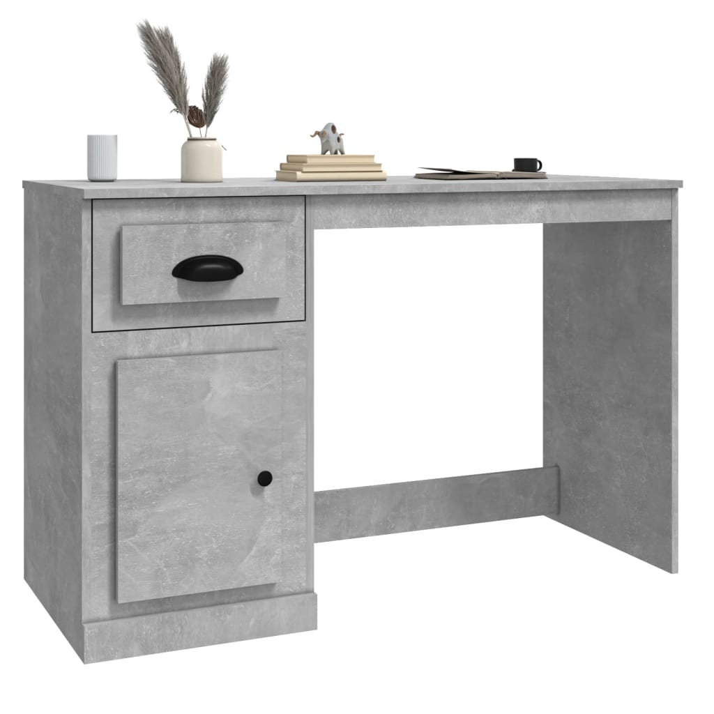 vidaXL Birou cu sertar, gri beton, 115x50x75 cm, lemn prelucrat vidaXL Birou cu sertar, gri beton, 115x50x75 cm, lemn prelucrat