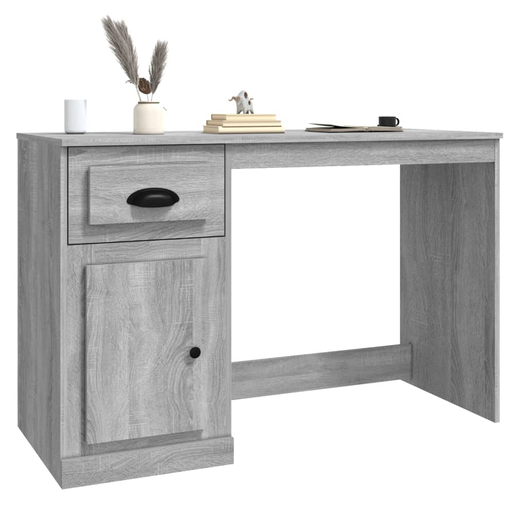 vidaXL Birou cu sertar, gri sonoma, 115x50x75 cm, lemn prelucrat vidaXL Birou cu sertar, gri sonoma, 115x50x75 cm, lemn prelucrat