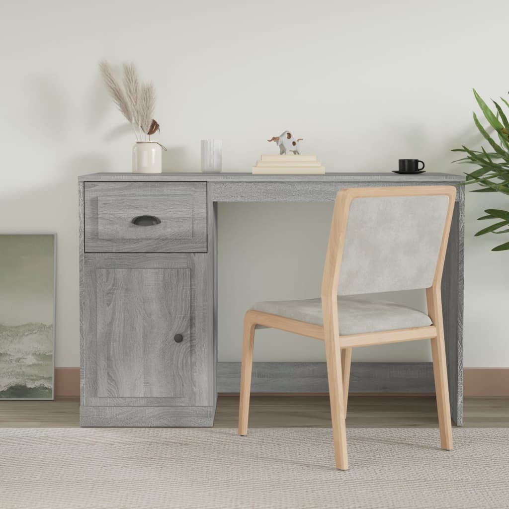 vidaXL Birou cu sertar, gri sonoma, 115x50x75 cm, lemn prelucrat vidaXL Birou cu sertar, gri sonoma, 115x50x75 cm, lemn prelucrat