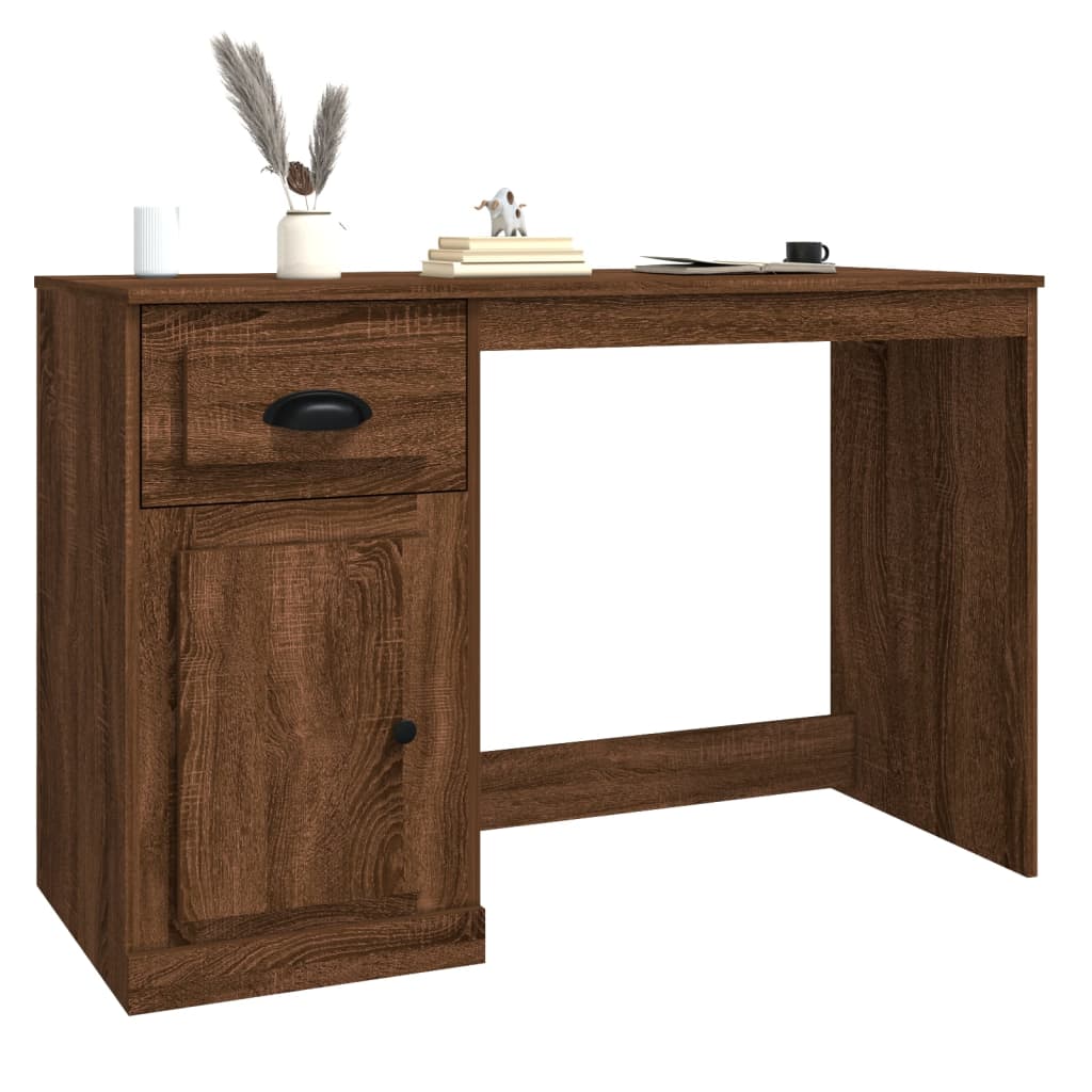 vidaXL Birou cu sertare, stejar maro, 115x50x75 cm, lemn prelucrat vidaXL Birou cu sertare, stejar maro, 115x50x75 cm, lemn prelucrat
