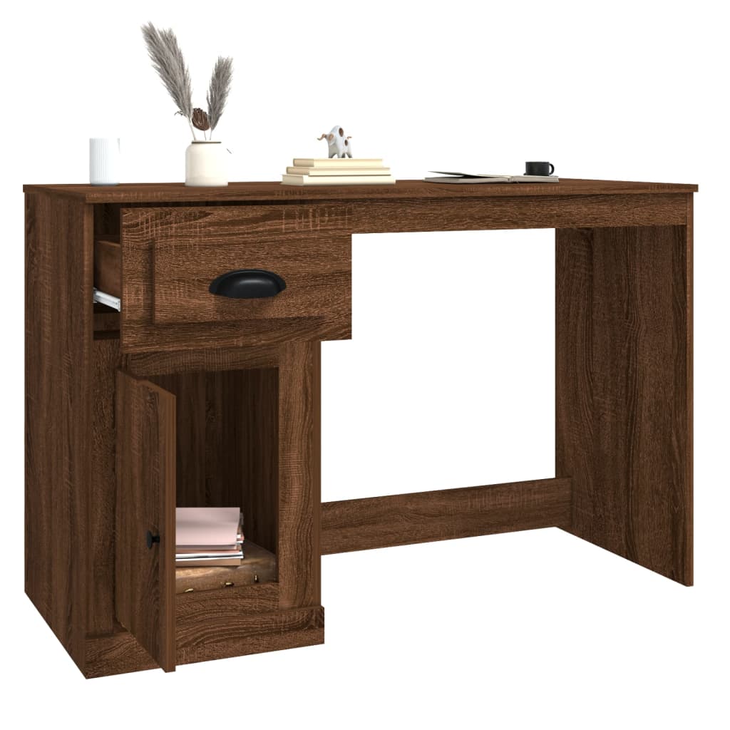 vidaXL Birou cu sertare, stejar maro, 115x50x75 cm, lemn prelucrat vidaXL Birou cu sertare, stejar maro, 115x50x75 cm, lemn prelucrat