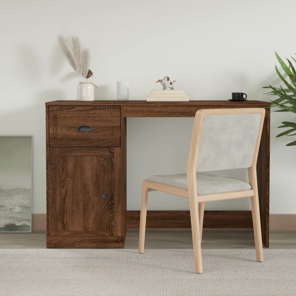 vidaXL Birou cu sertare, stejar maro, 115x50x75 cm, lemn prelucrat vidaXL Birou cu sertare, stejar maro, 115x50x75 cm, lemn prelucrat