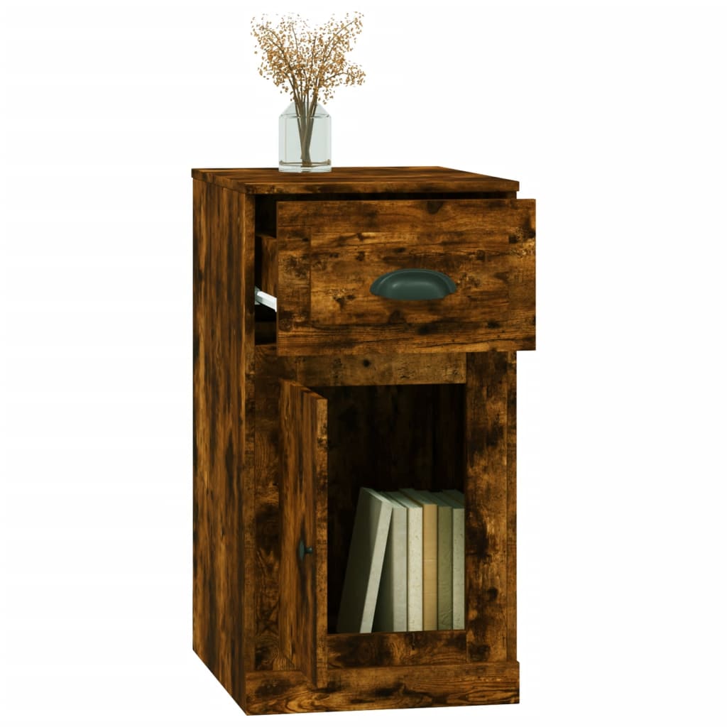 vidaXL Dulap lateral, sertar, stejar afumat, 40x50x75cm lemn prelucrat vidaXL Dulap lateral, sertar, stejar afumat, 40x50x75cm lemn prelucrat