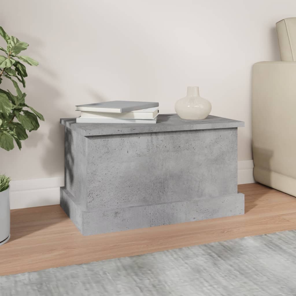 vidaXL Cutie de depozitare, gri beton, 50x30x28 cm, lemn prelucrat vidaXL Cutie de depozitare, gri beton, 50x30x28 cm, lemn prelucrat