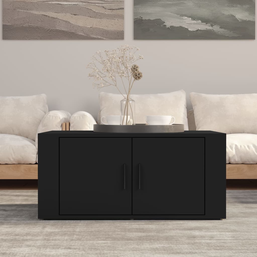 vidaXL Măsuță de cafea, negru, 80x50x36 cm, lemn compozit vidaXL Măsuță de cafea, negru, 80x50x36 cm, lemn compozit
