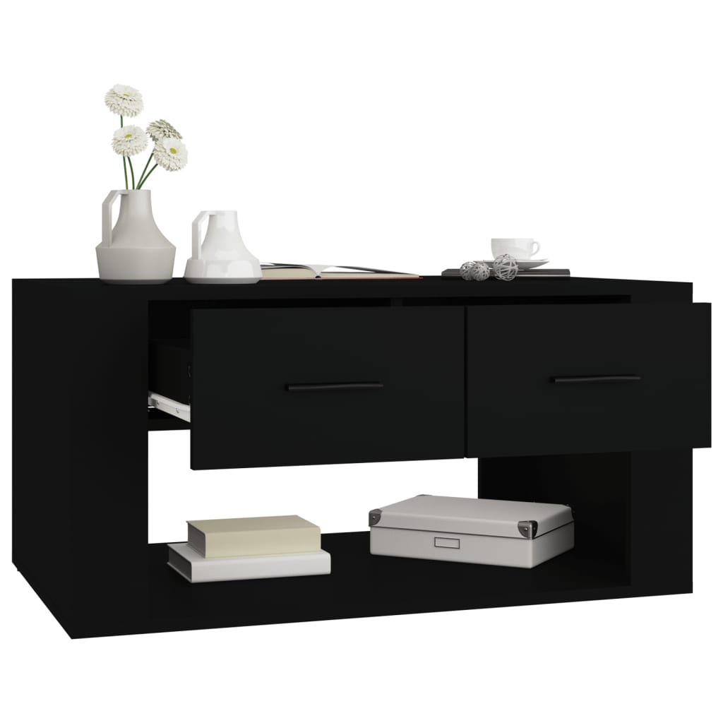 vidaXL Măsuță de cafea, negru, 80x50x40 cm, lemn prelucrat vidaXL Măsuță de cafea, negru, 80x50x40 cm, lemn prelucrat