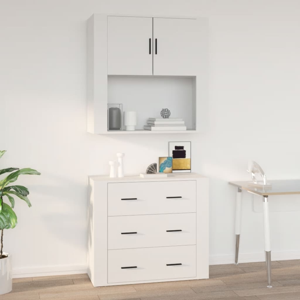 vidaXL Dulap de perete, alb, 80x33x80 cm, lemn prelucrat vidaXL Dulap de perete, alb, 80x33x80 cm, lemn prelucrat