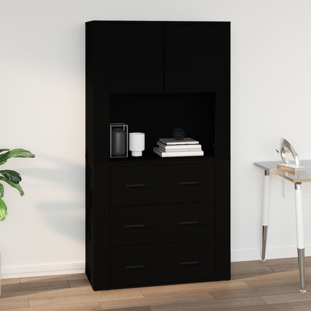 vidaXL Dulap de perete, negru, 80x33x80 cm, lemn prelucrat vidaXL Dulap de perete, negru, 80x33x80 cm, lemn prelucrat