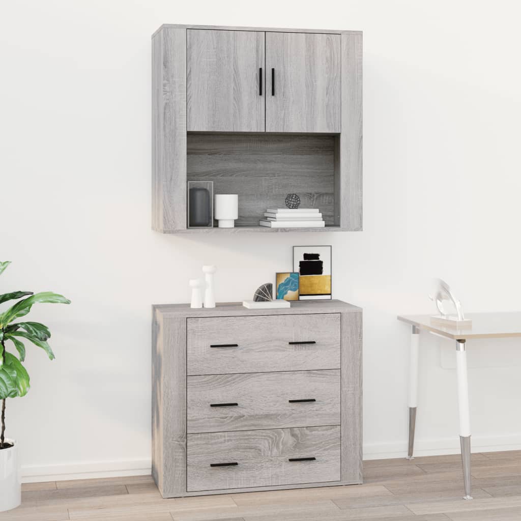 vidaXL Dulap de perete, gri sonoma,80x33x80 cm, lemn prelucrat vidaXL Dulap de perete, gri sonoma,80x33x80 cm, lemn prelucrat