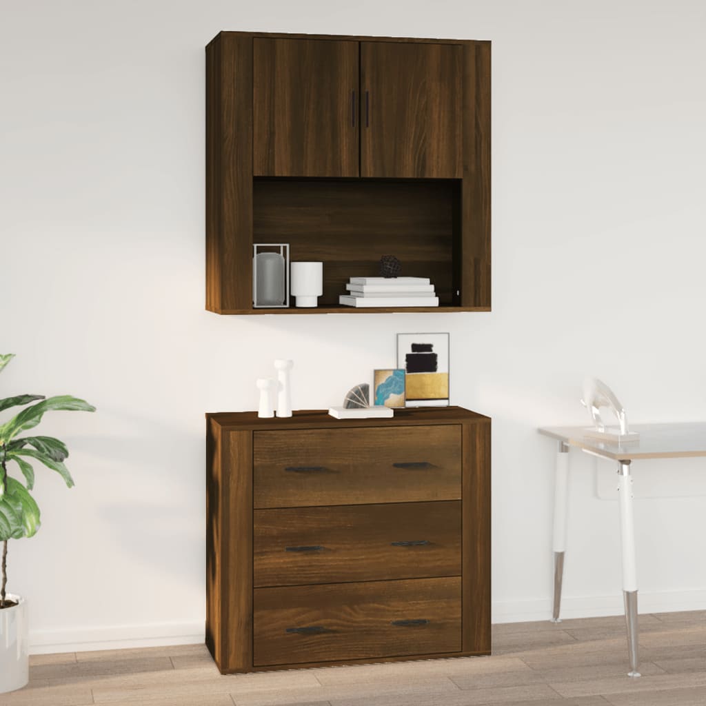 vidaXL Dulap de perete, stejar maro,80x33x80 cm, lemn prelucrat