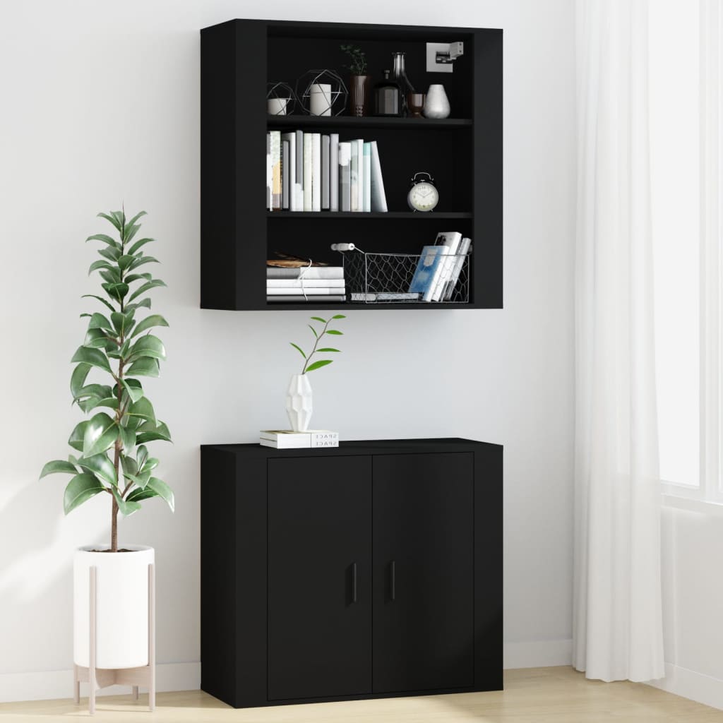 vidaXL Dulap de perete, negru, 80x33x80 cm, lemn prelucrat