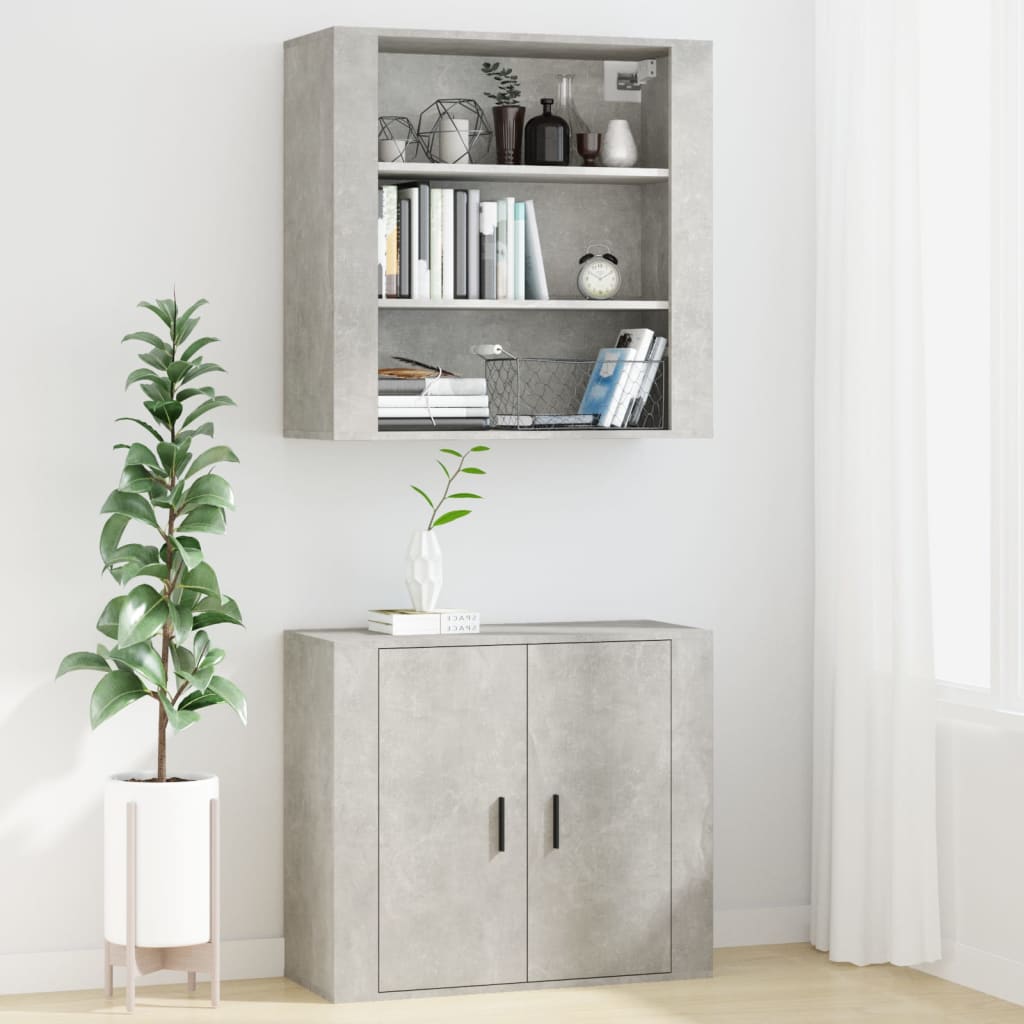 vidaXL Dulap de perete, gri beton, 80x33x80 cm, lemn prelucrat vidaXL Dulap de perete, gri beton, 80x33x80 cm, lemn prelucrat