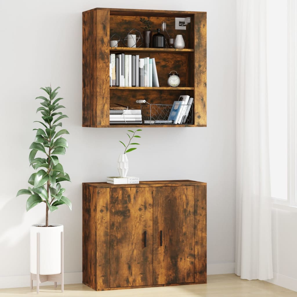 vidaXL Dulap de perete, stejar fumuriu, 80x33x80 cm, lemn prelucrat vidaXL Dulap de perete, stejar fumuriu, 80x33x80 cm, lemn prelucrat