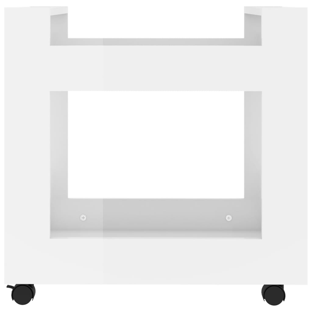 vidaXL Cărucior de birou, alb extralucios, 60x45x60 cm, lemn prelucrat