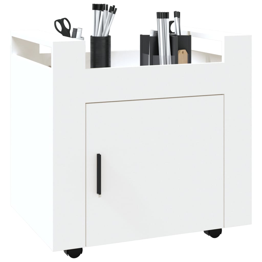 vidaXL Cărucior de birou, alb, 60x45x60 cm, lemn prelucrat vidaXL Cărucior de birou, alb, 60x45x60 cm, lemn prelucrat