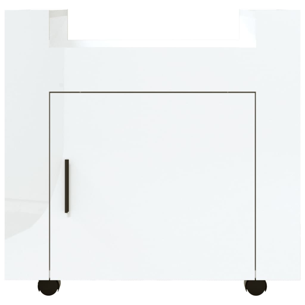 vidaXL Cărucior de birou, alb extralucios, 60x45x60 cm, lemn prelucrat vidaXL Cărucior de birou, alb extralucios, 60x45x60 cm, lemn prelucrat