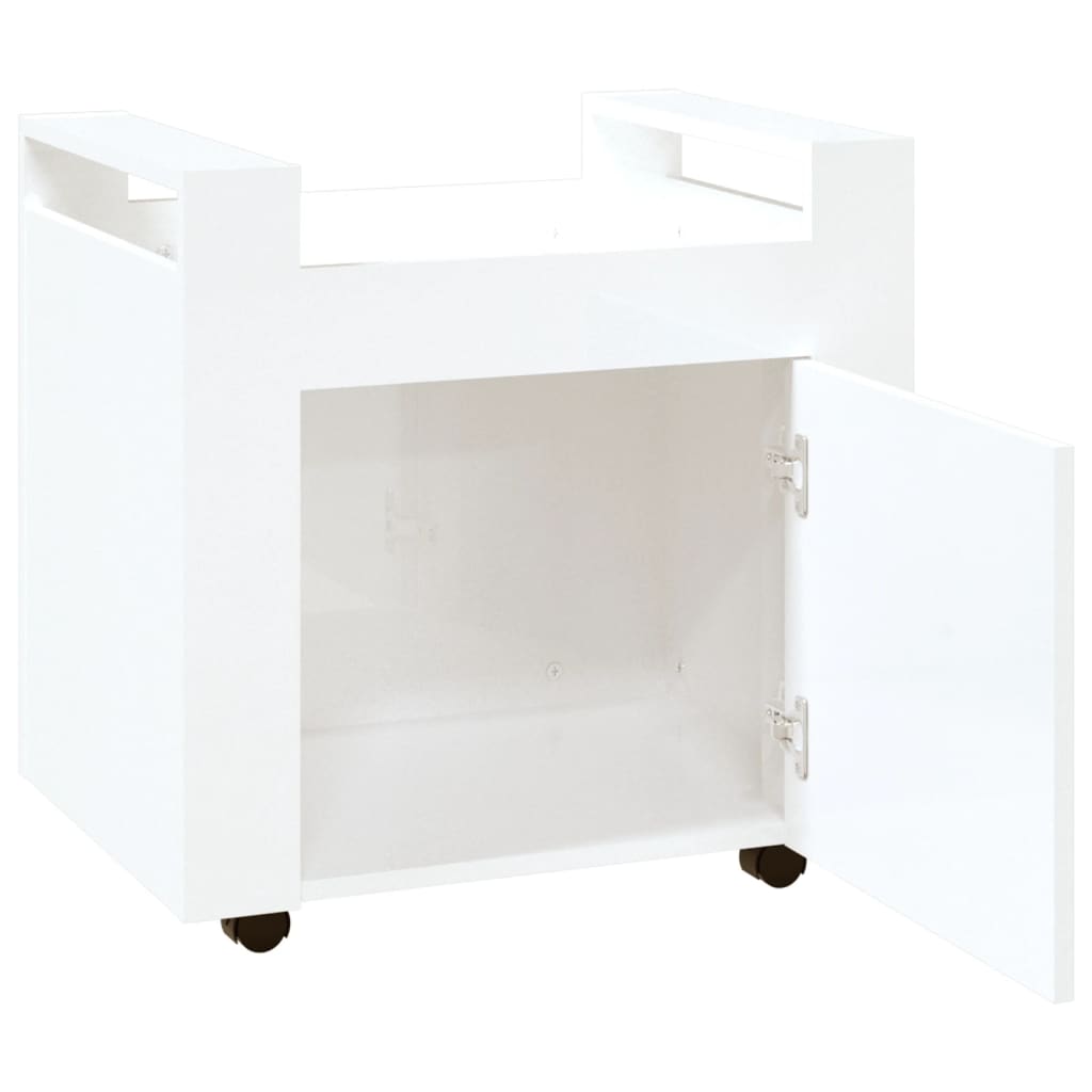vidaXL Cărucior de birou, alb extralucios, 60x45x60 cm, lemn prelucrat vidaXL Cărucior de birou, alb extralucios, 60x45x60 cm, lemn prelucrat