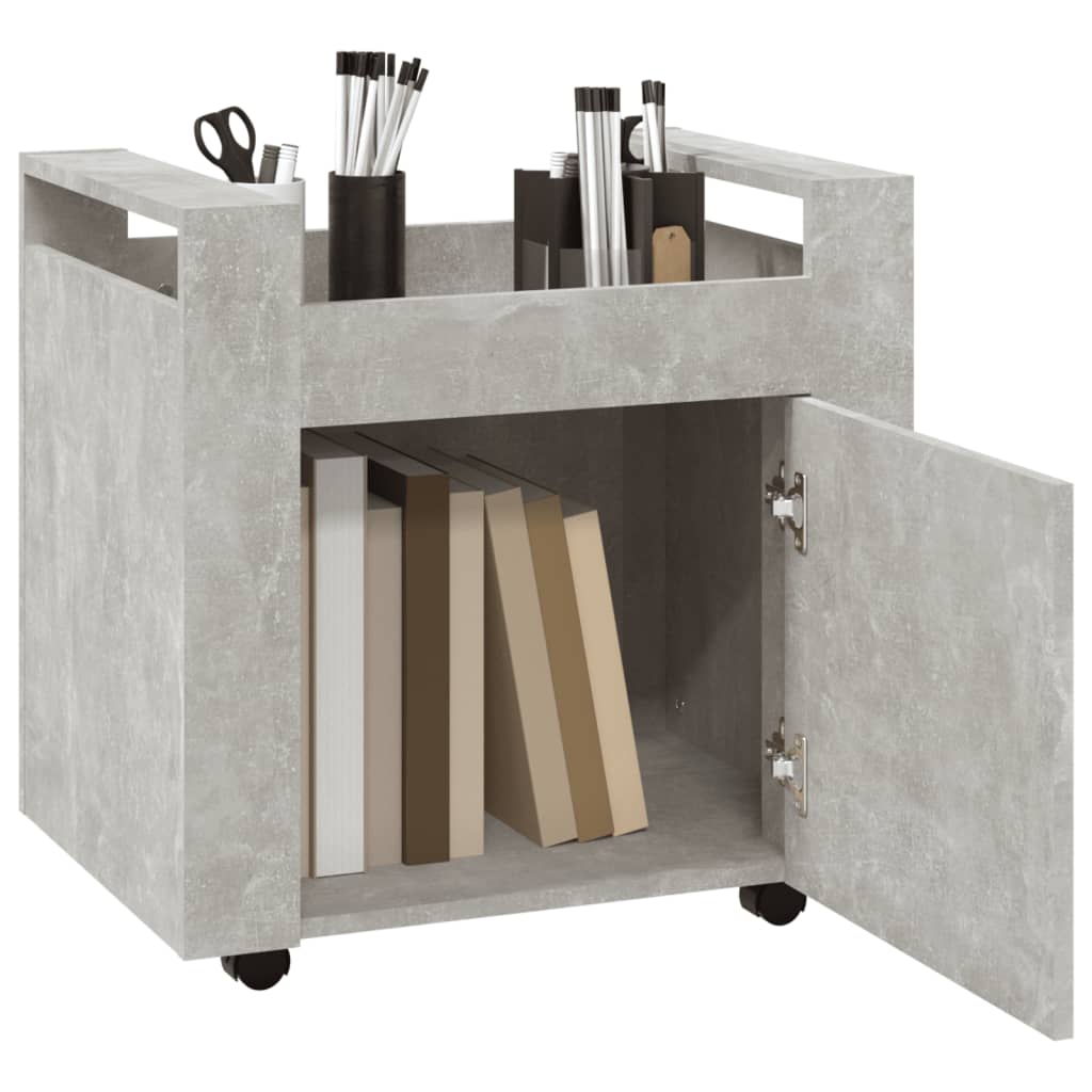 vidaXL Cărucior de birou, gri beton, 60x45x60 cm, lemn prelucrat vidaXL Cărucior de birou, gri beton, 60x45x60 cm, lemn prelucrat