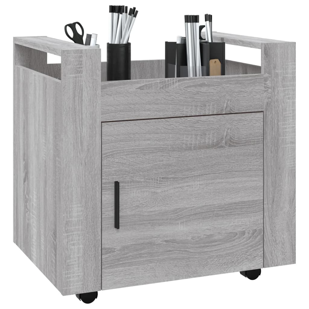 vidaXL Cărucior de birou, gri sonoma, 60x45x60 cm, lemn prelucrat