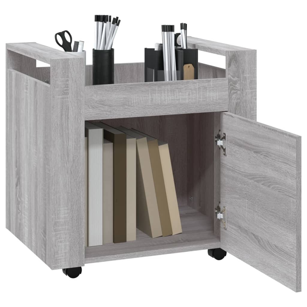 vidaXL Cărucior de birou, gri sonoma, 60x45x60 cm, lemn prelucrat